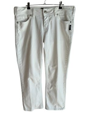 Silver Jeans Suki Mid Capri Sz 31 White Stretch Denim Straight Leg Denim Pants